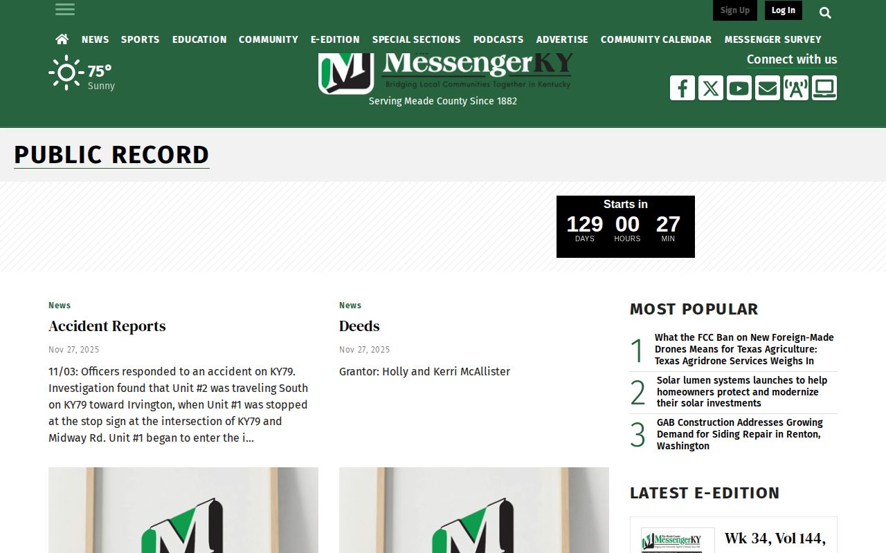 Meade County Messenger public record news source for arrest and mugshot coverage